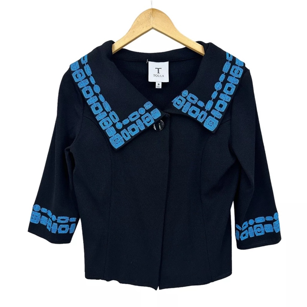 TOULA Blazer Jacket Knit Black Blue
